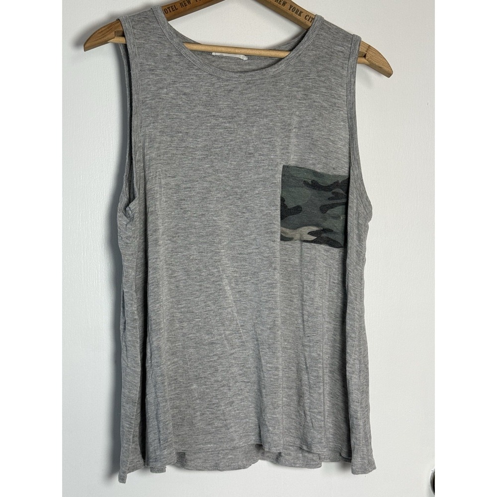 BOMBOM Ladies' size XL KNIT TANK TOP Gray camouflage‎ pocket